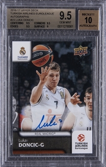 2016-17 UD "Turkish Airlines Euroleague" Autographs #23 Luka Doncic Signed Rookie Card – BGS GEM MINT 9.5/BGS 10
